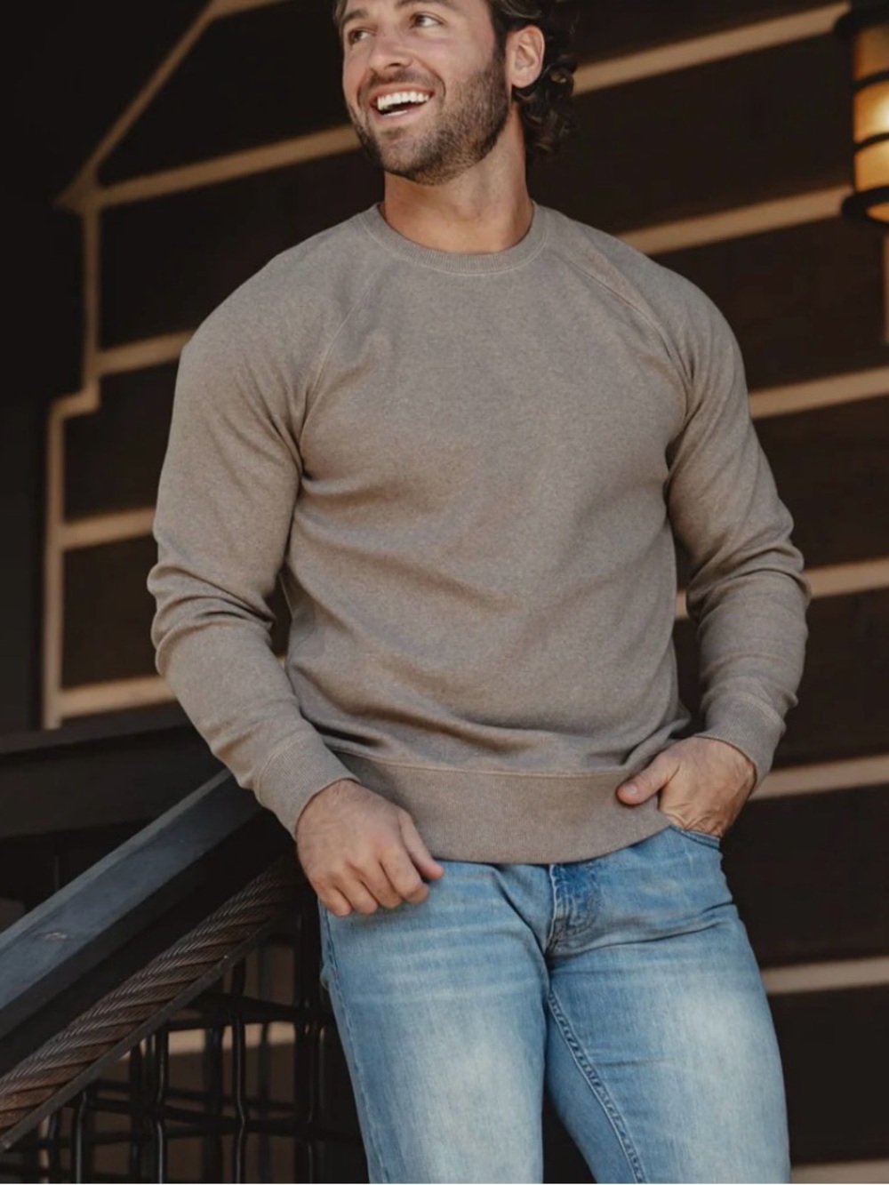 The Normal Brand Puremeso Sweatshirt Mens L Everyday Crew Taupe
